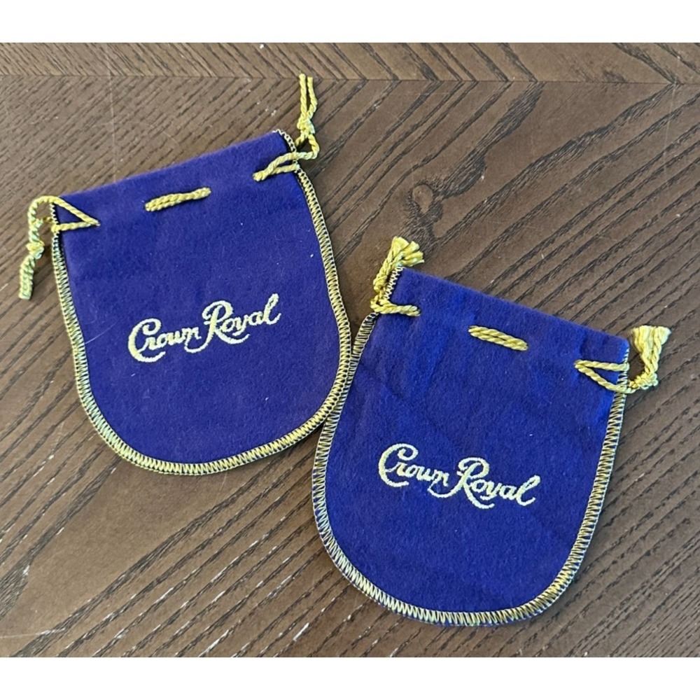 2 Crown Royal Bag Mini 50ml Shooter Tiny Small Size 4" Purple